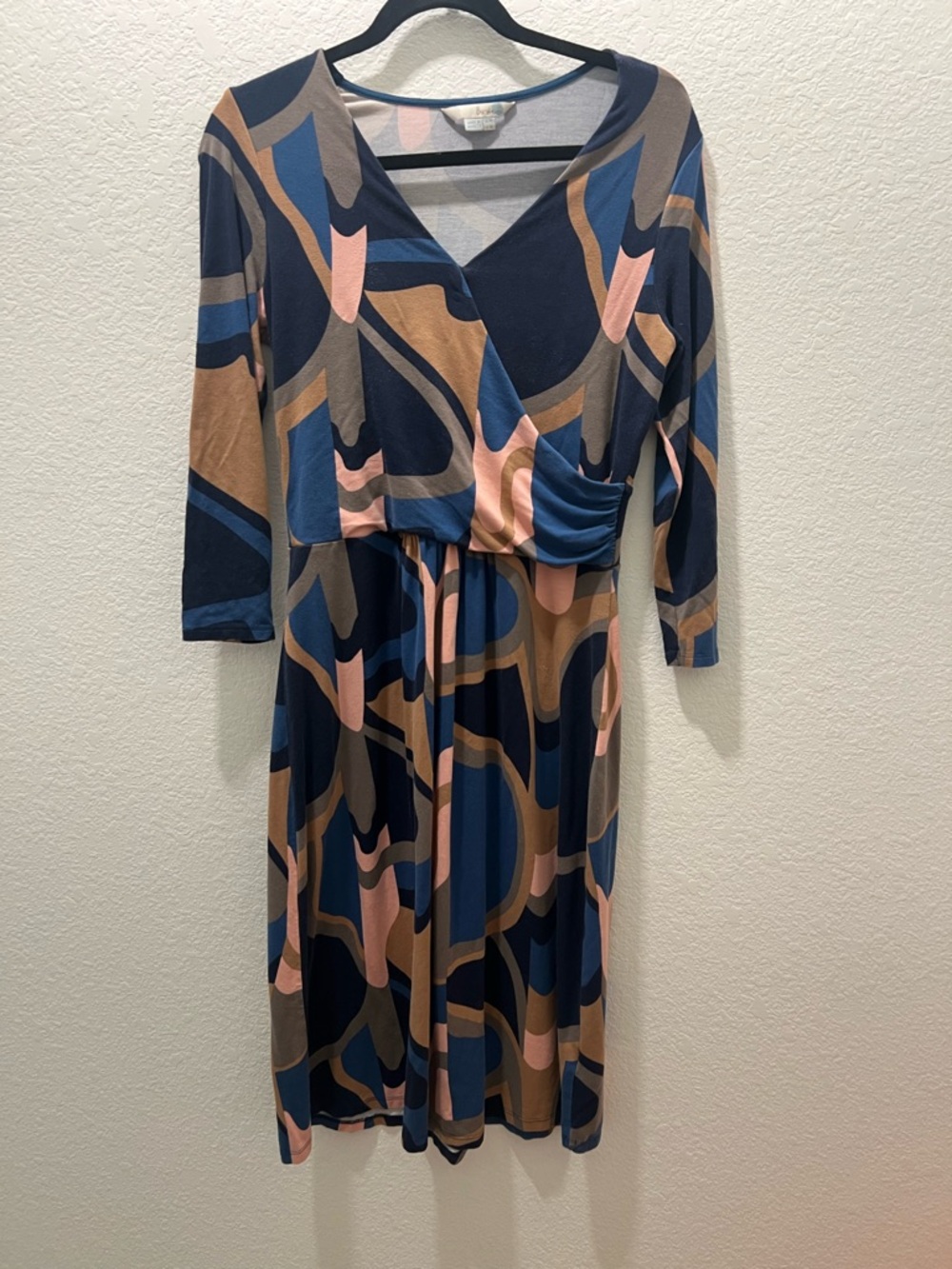 Boden Abstract Print Faux Wrap Midi Dress US 10